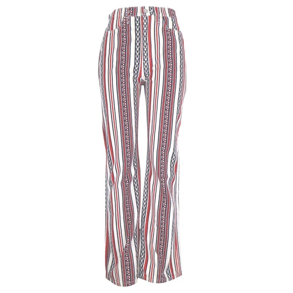 RE/DONE High Rise Flare Star Stripe Pants Red White Navy 70s Bell Bottom 28